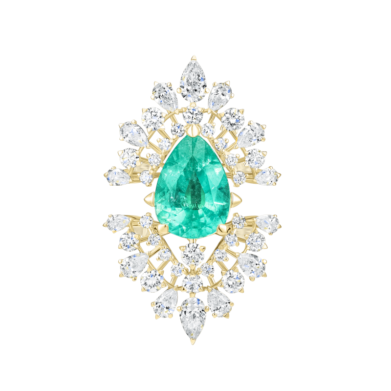 Ring with paraiba tourmaline and diamonds title=