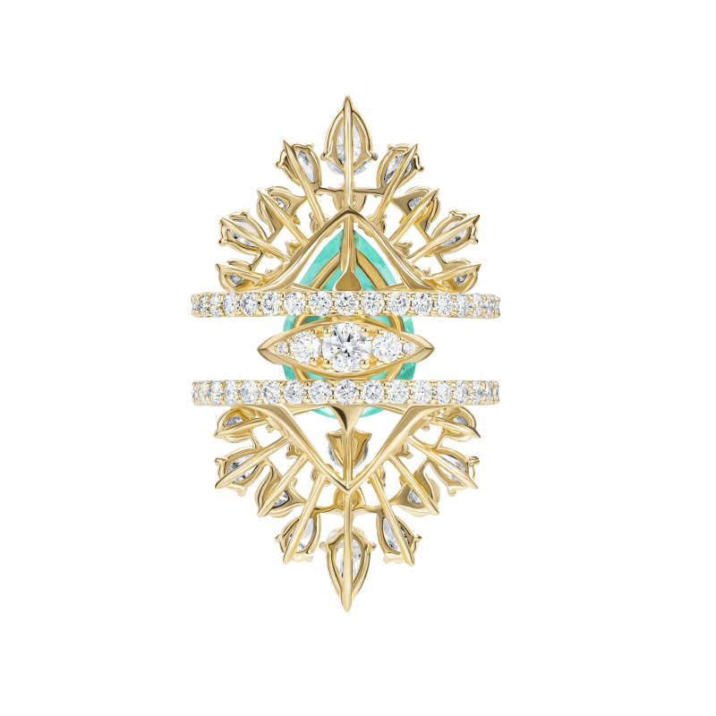 Ring with paraiba tourmaline and diamonds title=